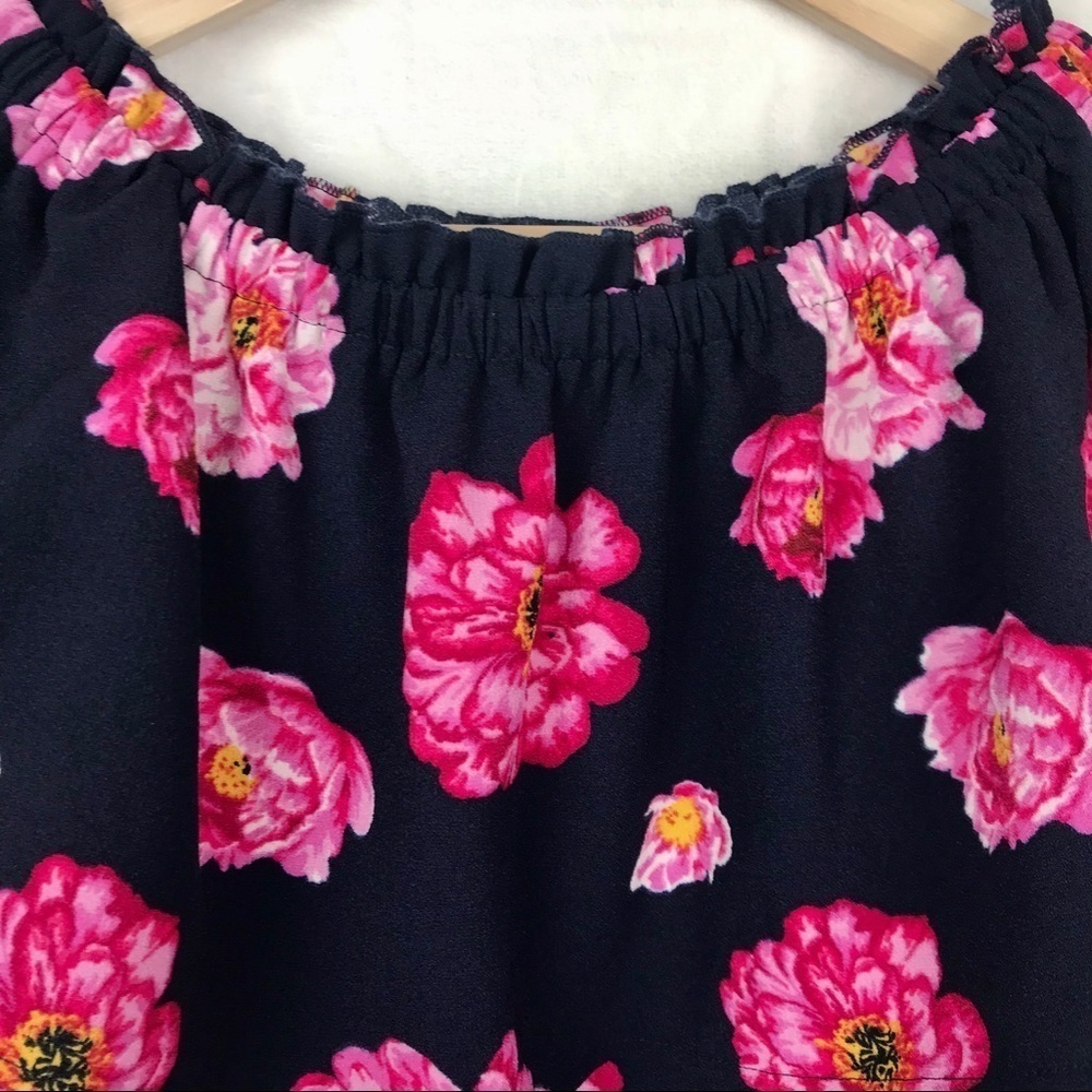 Mud Pie Pippa Off-the-Shoulder Navy Pink Floral - Picture 5 of 13